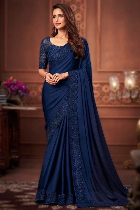 navy blue saree for farewell